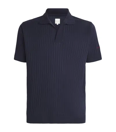 Paul Smith Cotton Rib-knit Resort Polo Shirt In Blue