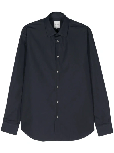 Paul Smith Cotton Poplin Shirt In Blue
