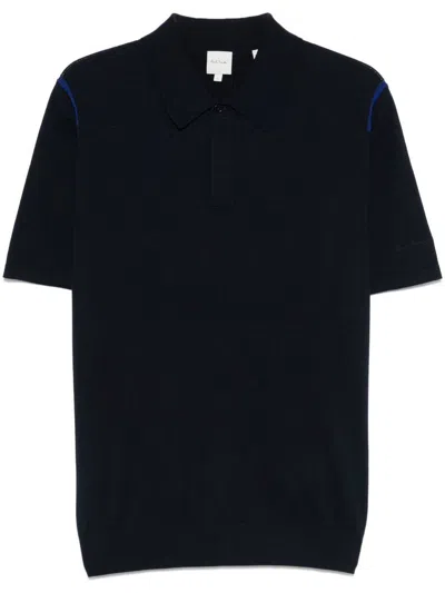 Paul Smith Cotton Short Sleeves Polo In Navy Blue