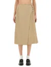 Paul Smith Buttoned High Waist Midi Skirt In Beige