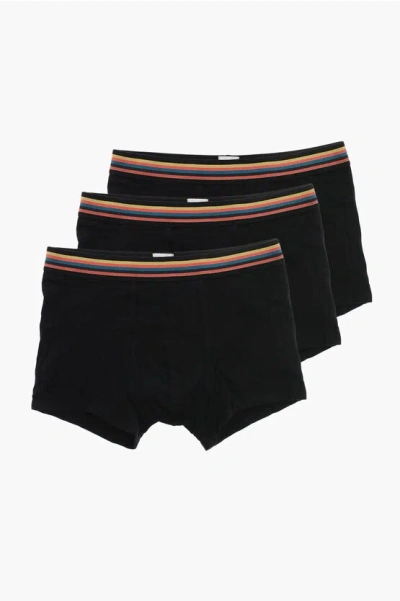 Paul Smith Cotton Stretch 3 Pairs Boxer Set In Black