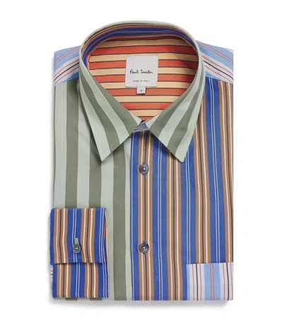 Paul Smith Cotton Stripe Mix Up Shirt In Multi