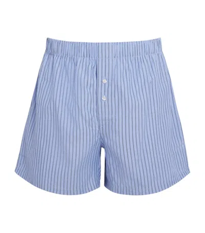 Paul Smith Cotton Striped Boxers In Blue