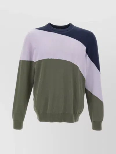 Paul Smith Cotton Sweater Block Design Crew Neck In Multicolor