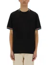 Paul Smith Black T-shirt With Multicolor Striped Accents In Black