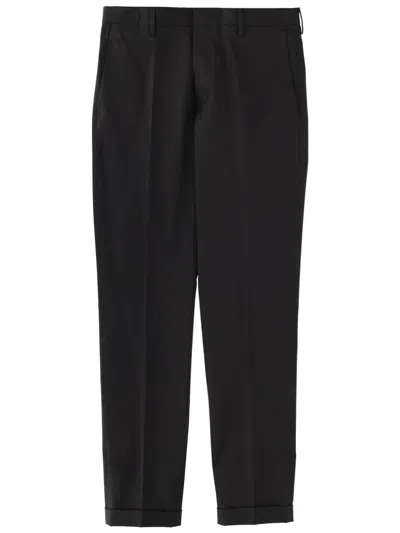 Paul Smith Cotton Tailored Trousers Belt Loops Pockets Cuffed In Black