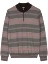Paul Smith Hazy Stripe Cotton And Wool-blend Zip-neck Sweater Multicolour In Grau