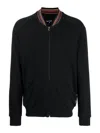 Paul Smith Cotton Sweatshirt With Zip And Baseball Collar In Negro