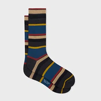 Paul Smith Cotton-blend Block Stripe Socks Blue In Multi