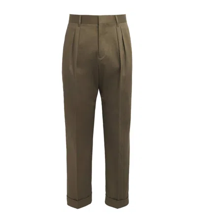 Paul Smith Cotton-blend Pleated Wide-leg Trousers In Grey