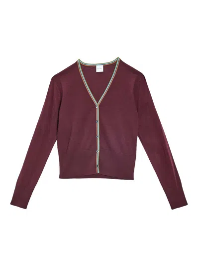 Paul Smith Cardigan Merinos Extrafine In Burgundy