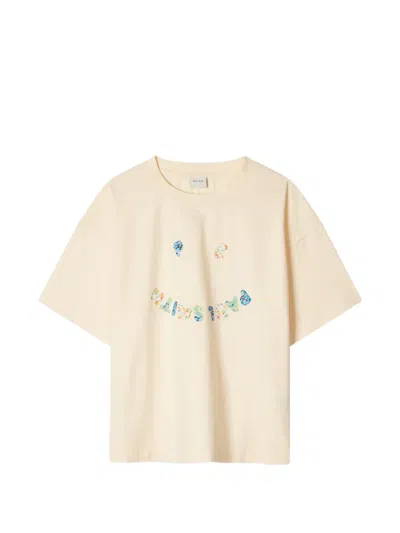 Paul Smith Cream Floral Happy T-shirt In Neutral