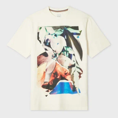 Paul Smith Cream 'photo Floral' T-shirt White In Neutral