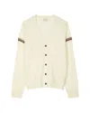 Paul Smith Cream V-neck Cardigan With Signature Stripe Trim