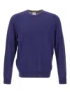 Paul Smith Crew-neck Embroidered-logo Sweater In Purple