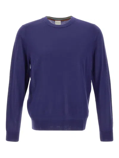 Paul Smith Crew-neck Embroidered-logo Sweater In Purple
