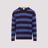 Paul Smith Lambswool Blue And Maroon Stripe Crew Neck Sweater Red In Blue