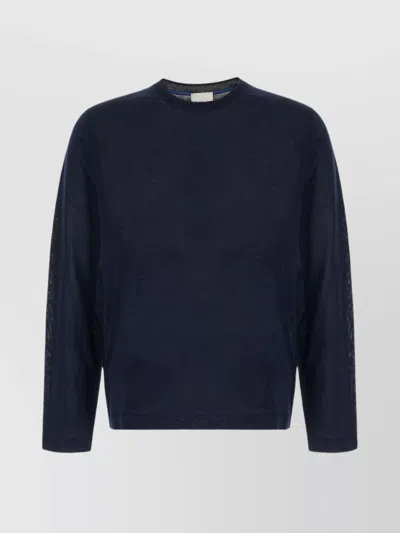 Paul Smith Crew Neck Sheer Fabric Sweater In Blue