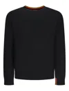 Paul Smith Crew-neck Striped-cuff Sweater In Black