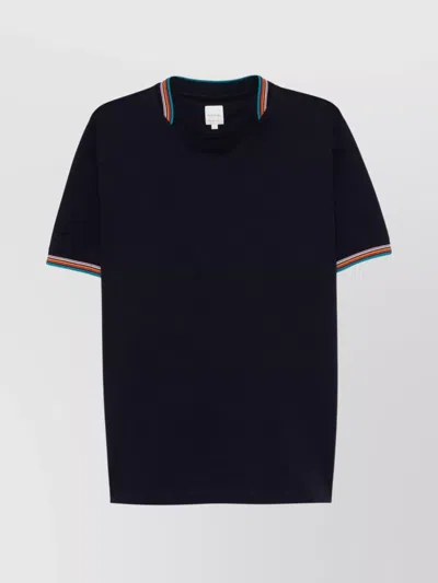 Paul Smith Crew Neck Striped Detail T-shirt In Black