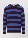 Paul Smith Lambswool Blue And Maroon Stripe Crew Neck Sweater Red
