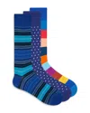 Paul Smith Men's Seasonal Stripe-dot-stripe 3-pack Crew Socks In Multi
