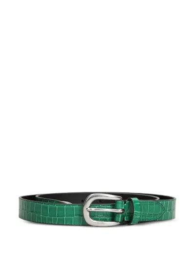 Paul Smith Crocodile-effect Leather Belt In Green