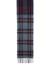 Paul Smith Rectangular Check Pattern Scarf With Fringed Edges In Blue