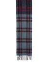 Paul Smith Rectangular Check Pattern Scarf With Fringed Edges In Blue