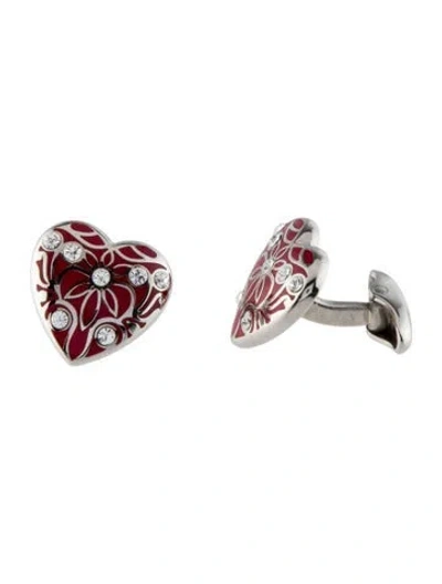 Pre-owned Paul Smith Crystal & Enamel Heart Shaped Cufflinks