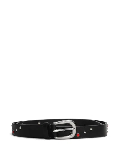Paul Smith Crystal-embellished Leather Belt In Black