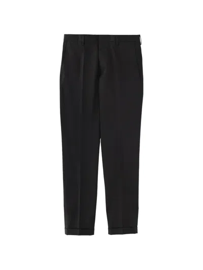 Paul Smith Cotton Tailored Trousers Belt Loops Pockets Cuffed In Black