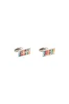 Paul Smith Striped Cufflinks In Multi (silver)