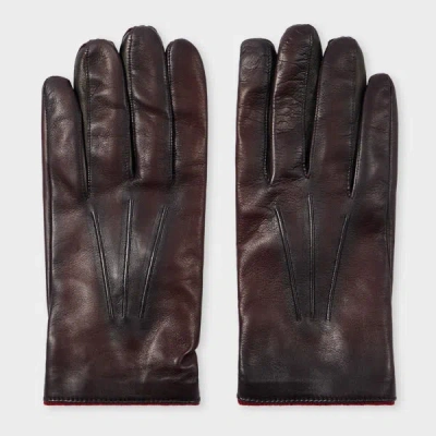 Paul Smith Damson Leather Gloves With Wool-cashmere Lining Red