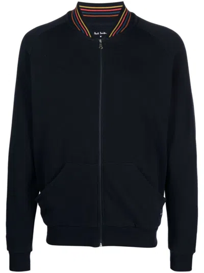 PAUL SMITH DARK BLUE ARTIST STRIPE COTTON SWEATSHIRT