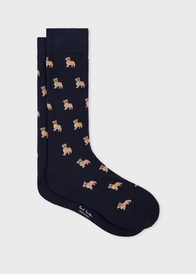 Paul Smith Dark Blue Cotton-blend 'bulldog' Socks