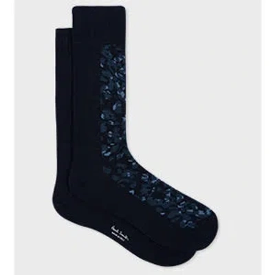 Paul Smith Dark Blue Cotton-blend Leopard Socks