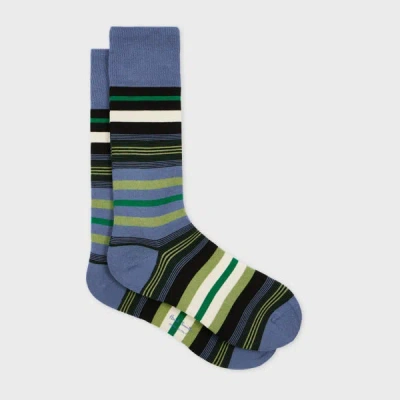 Paul Smith Dark Blue Cotton-blend Multi Stripe Socks