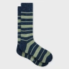 Paul Smith Dark Blue Fleck Stripe Socks In Blue