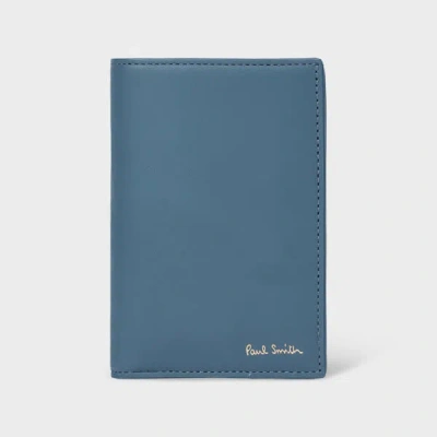 Paul Smith Dark Blue Leather 'signature Stripe' Credit Card Case Grey