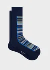 Paul Smith Half Signature Print Crew Socks In Blue