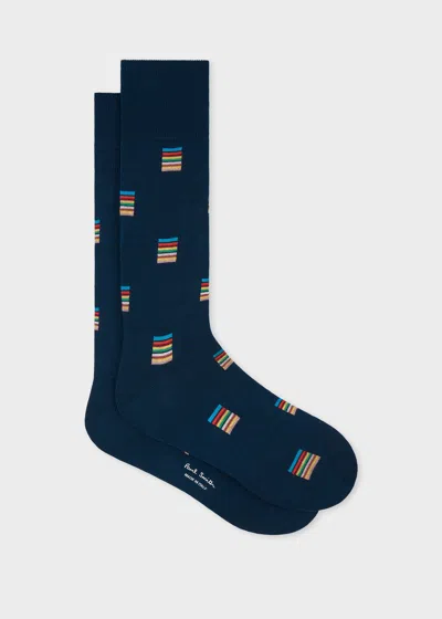 Paul Smith Dark Blue 'signature Stripe' Square Socks