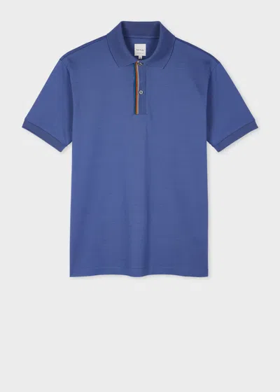 PAUL SMITH DARK BLUE 'SIGNATURE STRIPE' TRIM POLO SHIRT