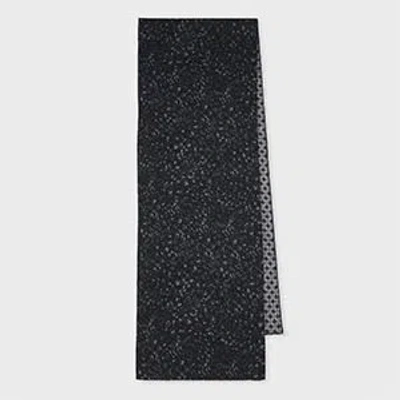 Paul Smith Dark Blue Wool-blend Leopard Scarf