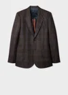 Paul Smith Dark Brown Check Wool-cashmere Buggy-lined Blazer In Multi