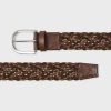 Paul Smith Dark Brown Leather Mixed Weave Belt In Brown