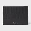 Paul Smith Dark Brown Leather 'shadow Stripe' Card Holder In Brown