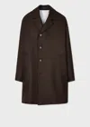 Paul Smith Dark Brown Melton Wool Overcoat In Brown