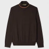 Paul Smith Dark Brown Merino Wool Roll Neck Sweater In Brown