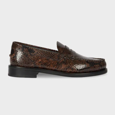 Paul Smith Dark Brown 'rialto' Snake Effect Loafers In Animal Print